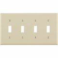 Leviton 4-Gang Plastic Toggle Switch Wall Plate, Light Almond 000-78012